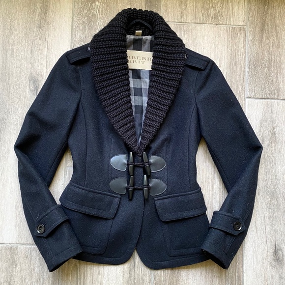 Women’s Burberry Toggle Wool Coat Sz 2